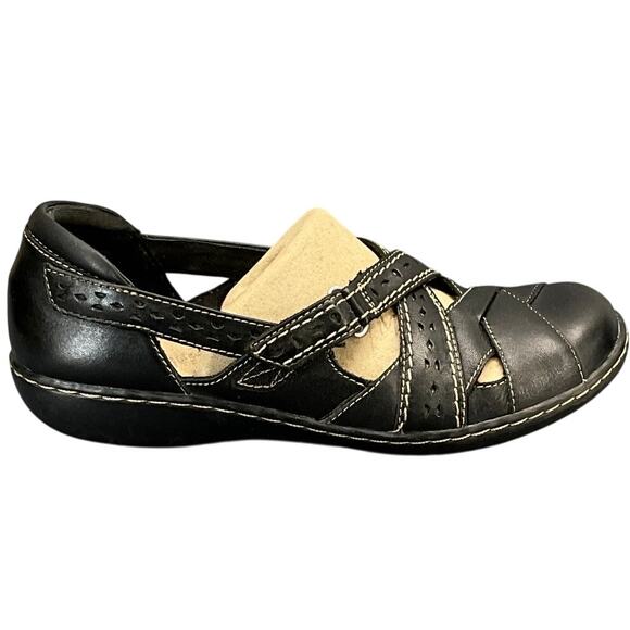 Clarks Collection Ashland Spin Black Leather Comfort Walking Loafer Women 7 - Picture 2 of 11